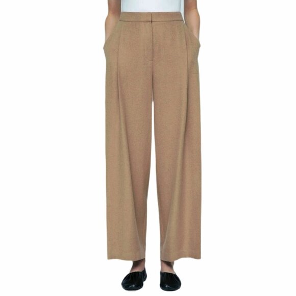 Lafayette 148 Camel Hair Cooper Pleated Barrel Leg Ankle Pant Camel 14 - Picture 1 of 15